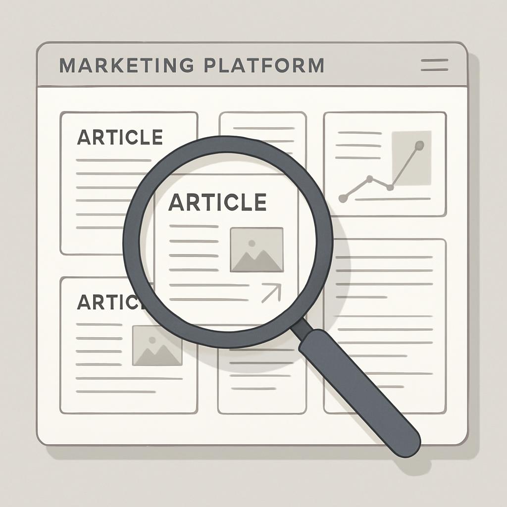 An article about a marketing platform, including a scheme chart and images.
